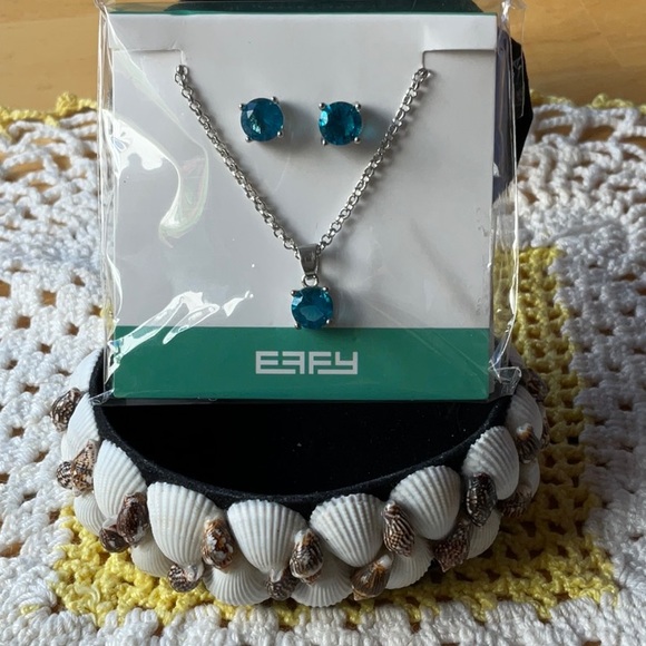 🐚  EFFY AQUA BLUE NECKLACE AND EARRINGS 🐚 NWOT 🐚 - Picture 4 of 16